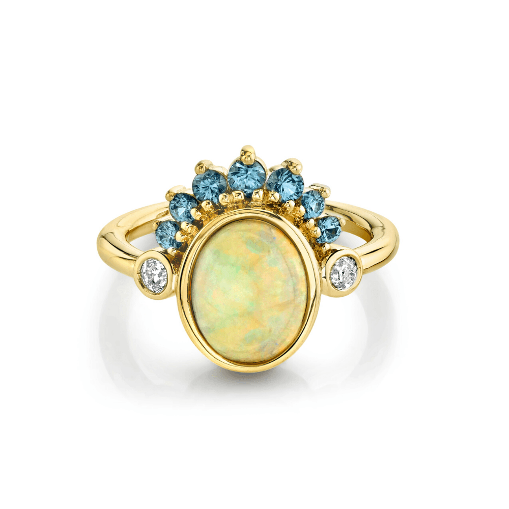 Marrow Fine Jewelry Opal And Montana Sapphire Headdress Ring