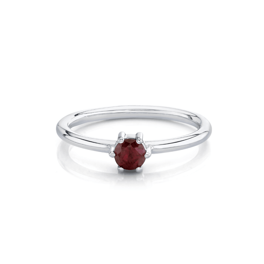 Marrow Fine Jewelry Ruby July Birthstone Solitaire Stacking Ring [White Gold]