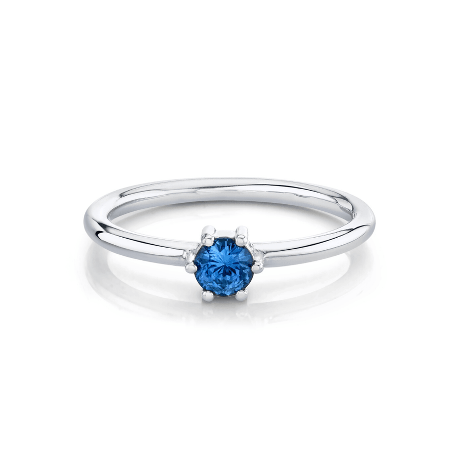 Marrow Fine Jewelry Blue Sapphire Solitaire September Birthstone Gold Stacking Ring [White Gold]