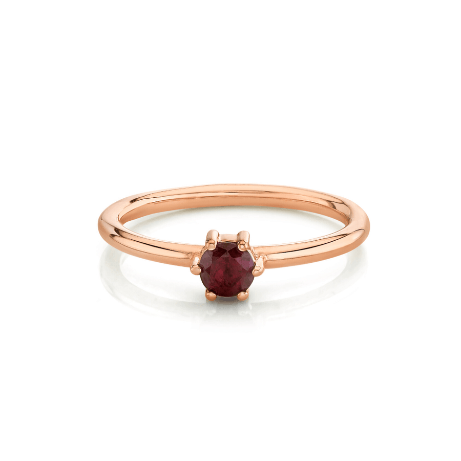 Marrow Fine Jewelry Ruby July Birthstone Solitaire Stacking Ring [Rose Gold]