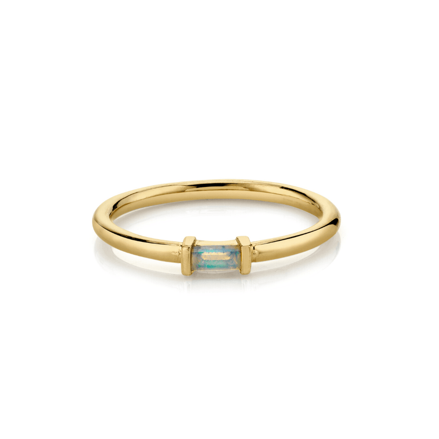 Marrow Fine Jewelry Opal October Birthstone Straight Baguette Stacking Ring Marrow Fine Jewelry [Yellow Gold]