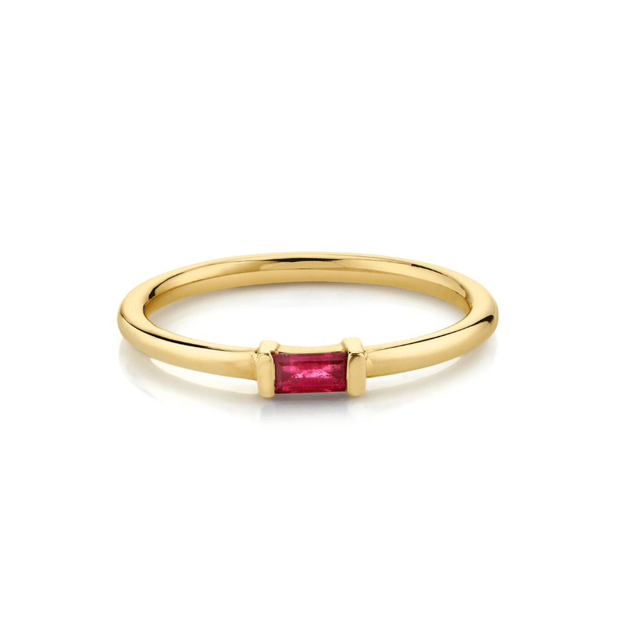 Marrow Fine Jewelry Ruby July Birthstone Straight Stacking Ring [Yellow Gold]