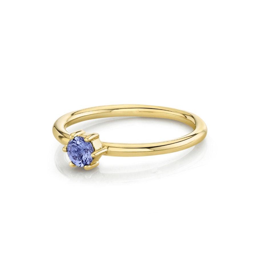 Marrow Fine Jewelry Tanzanite December Birthstone Light Blue Solitaire Stacking Ring [Yellow Gold]