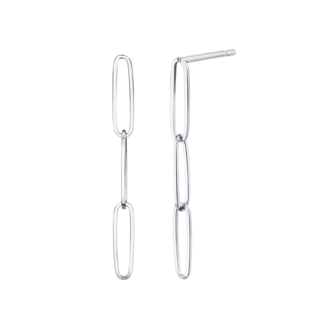 Marrow Fine Jewelry Solid Gold Dainty Paperclip Chain Earrings