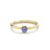 Marrow Fine Jewelry Tanzanite December Birthstone Light Blue Solitaire Stacking Ring [Yellow Gold]