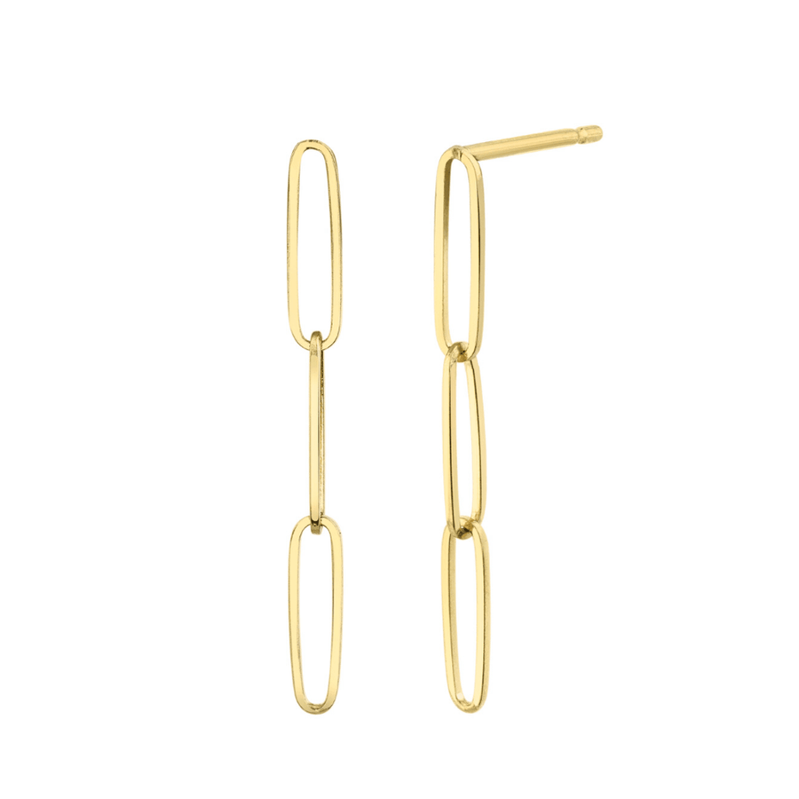 Marrow Fine Jewelry Solid Gold Dainty Paperclip Chain Earrings [Yellow Gold]