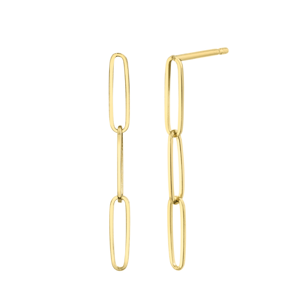 Marrow Fine Jewelry Solid Gold Dainty Paperclip Chain Earrings