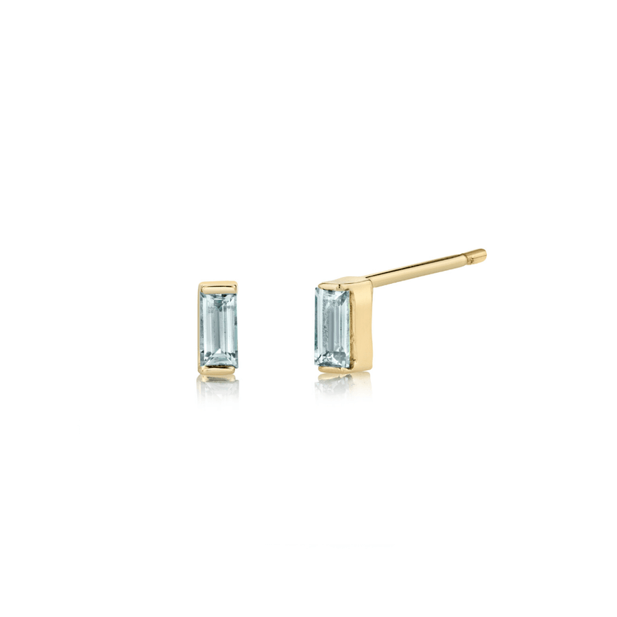 Marrow Fine Jewelry Blue Sapphire September Birthstone Baguette Stud Earrings [Yellow Gold]