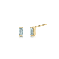 Marrow Fine Jewelry Blue Sapphire September Birthstone Baguette Stud Earrings [Yellow Gold]