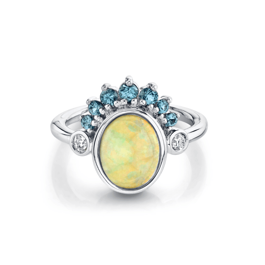 Marrow Fine Jewelry Opal And Montana Sapphire Headdress Ring [White Gold]