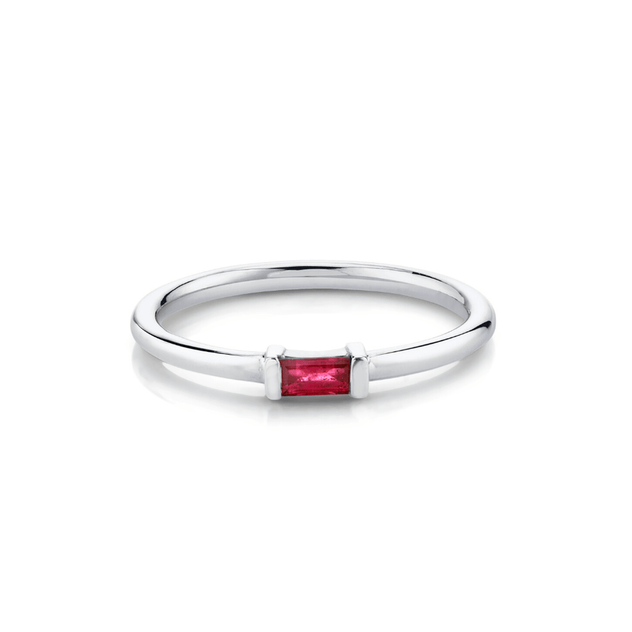 Marrow Fine Jewelry Ruby July Birthstone Straight Stacking Ring [White Gold]