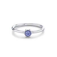 Marrow Fine Jewelry Tanzanite December Birthstone Light Blue Solitaire Stacking Ring [White Gold]