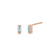 Marrow Fine Jewelry Blue Sapphire September Birthstone Baguette Stud Earrings [Rose Gold]
