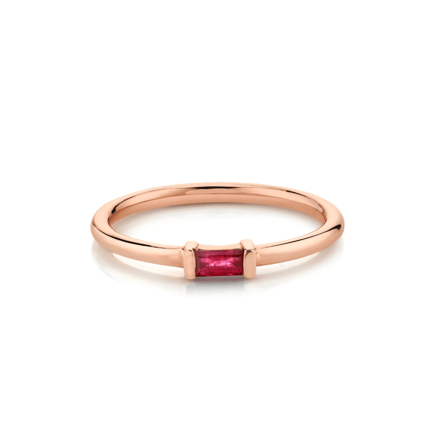 Marrow Fine Jewelry Ruby July Birthstone Straight Stacking Ring [Rose Gold]