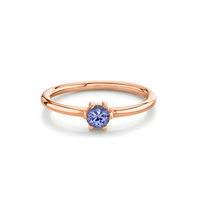 Marrow Fine Jewelry Tanzanite December Birthstone Light Blue Solitaire Stacking Ring [Rose Gold]