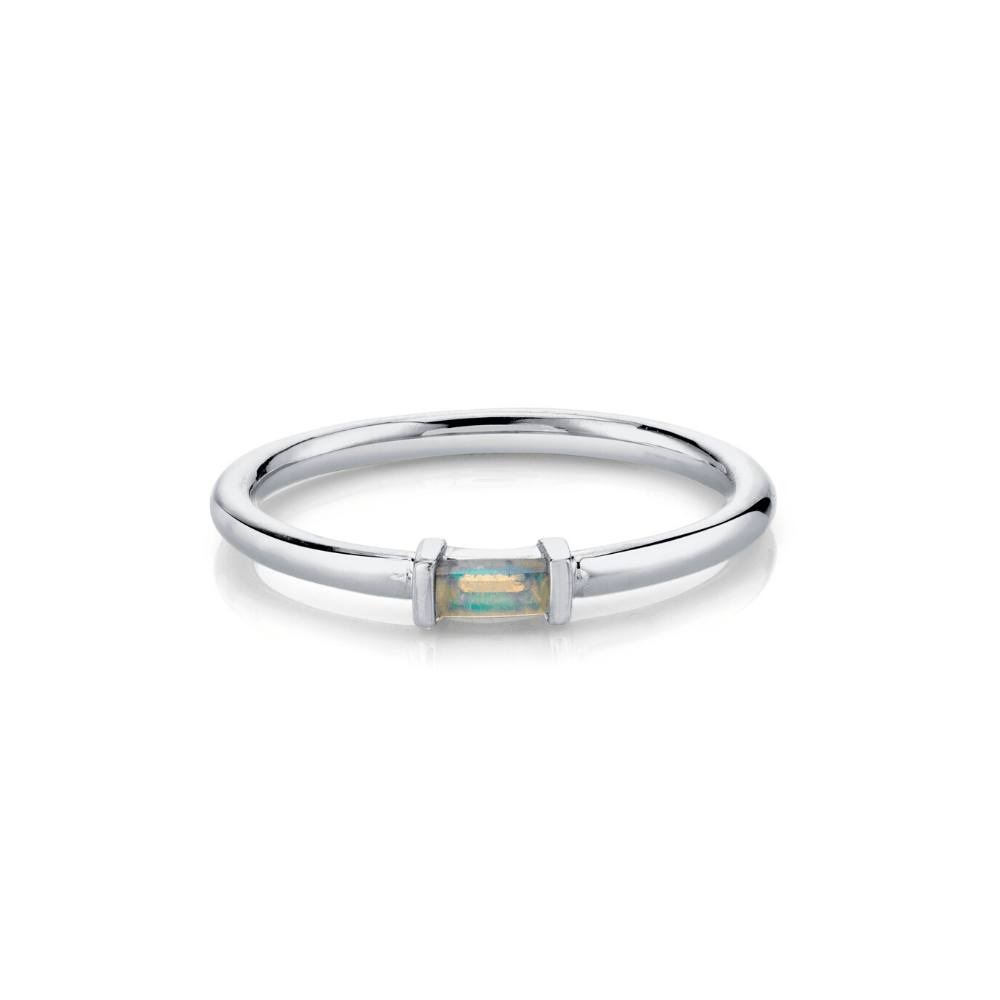 Marrow Fine Jewelry Opal October Birthstone Straight Baguette Stacking Ring Marrow Fine Jewelry