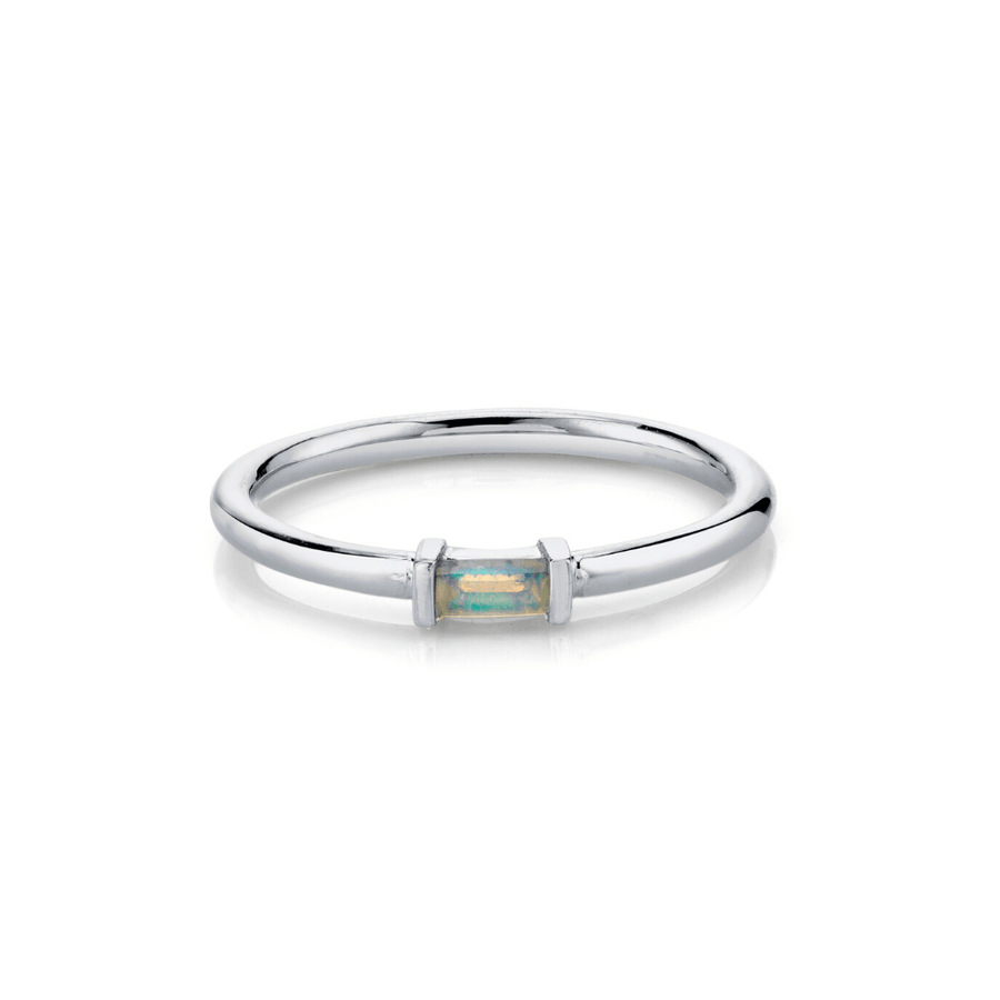 Marrow Fine Jewelry Opal October Birthstone Straight Baguette Stacking Ring Marrow Fine Jewelry [White Gold]