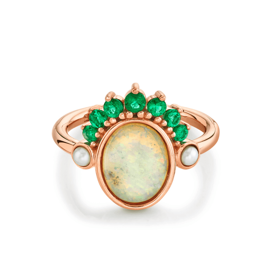 Marrow Fine Jewelry Opal Emerald Pearl Headdress Ring [Rose Gold]