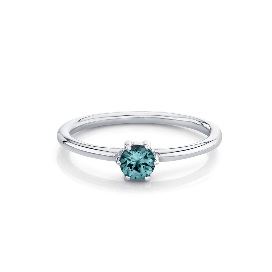 Marrow Fine Jewelry Grey Spinel August Birthstone Solitaire Stacking Ring [White Gold]