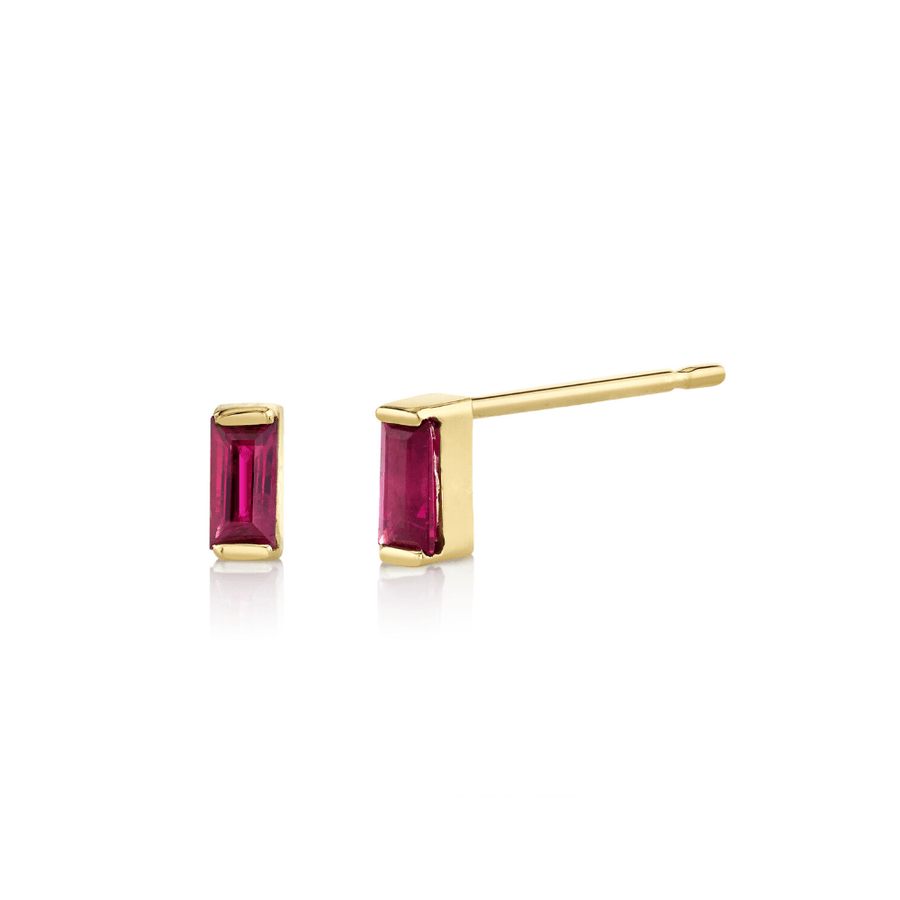 Marrow Fine Jewelry Ruby Baguette July Birthstone Stud Earrings [Yellow Gold]