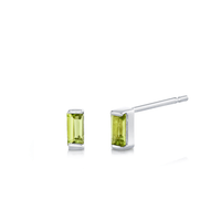 Marrow Fine Jewelry Green Peridot Birthstone Baguette Stud Earrings [White Gold]