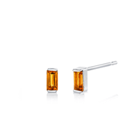 Marrow Fine Jewelry Orange Citrine Baguette Stud Earrings [White Gold]