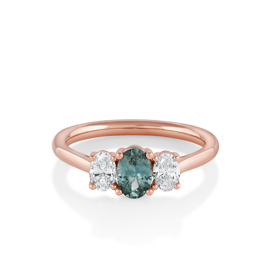 Marrow Fine Jewelry Montana Sapphire Three Stone Ring [Rose Gold]