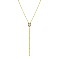 Marrow Fine Jewelry Opal Pear Lariat Solid Gold Chain Necklace [Yellow Gold]
