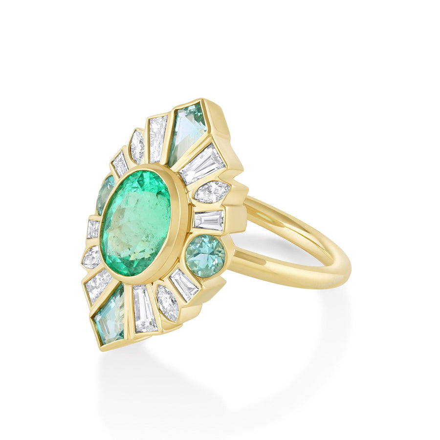Marrow Fine Jewelry 2.09ct Emerald & Beryl Ballerina Ring [Yellow Gold]