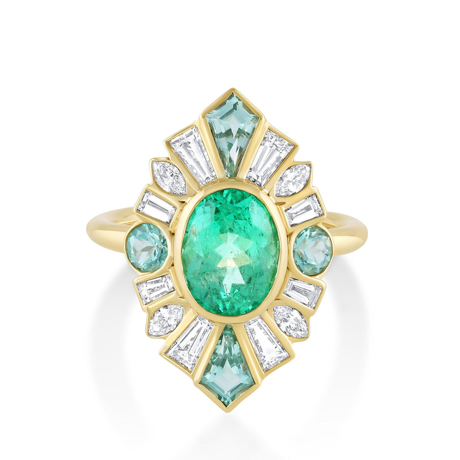 Marrow Fine Jewelry 2.09ct Emerald & Beryl Ballerina Ring [Yellow Gold]
