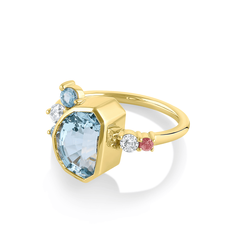 Marrow Fine Jewelry Aquamarine Spray Mermaid Ring [Yellow Gold]