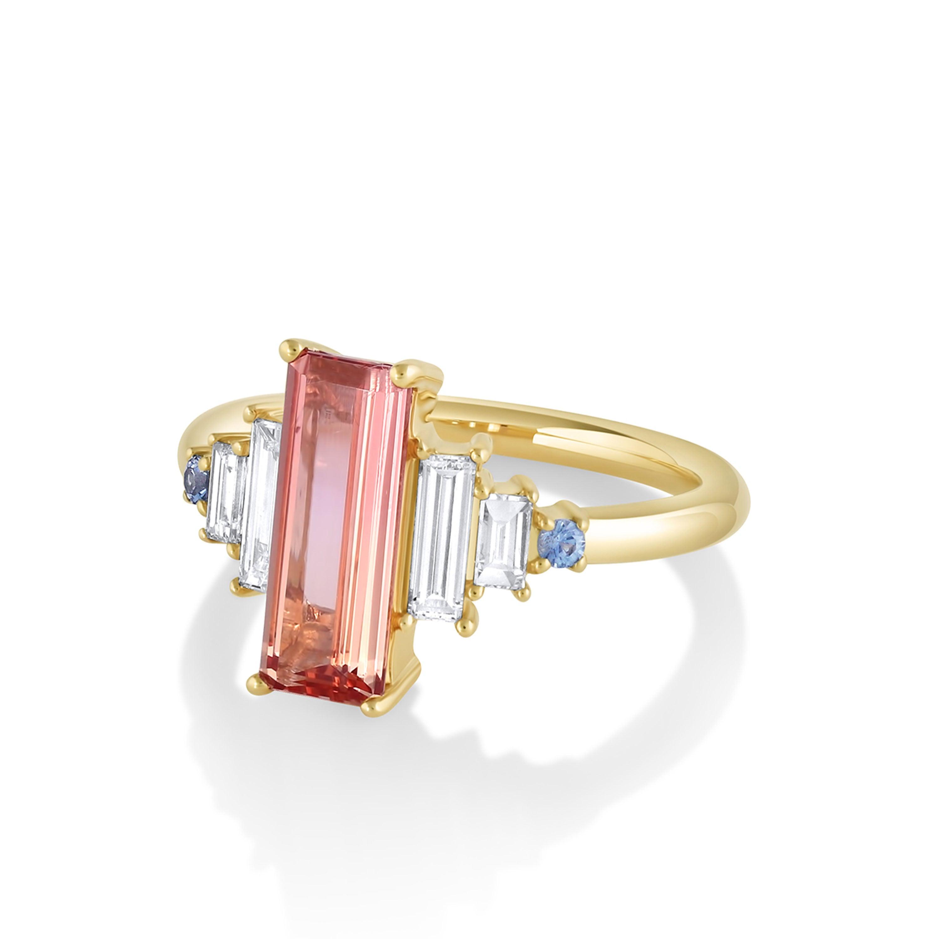 Marrow Fine Jewelry Imperial Topaz White Diamond Baguette Ring