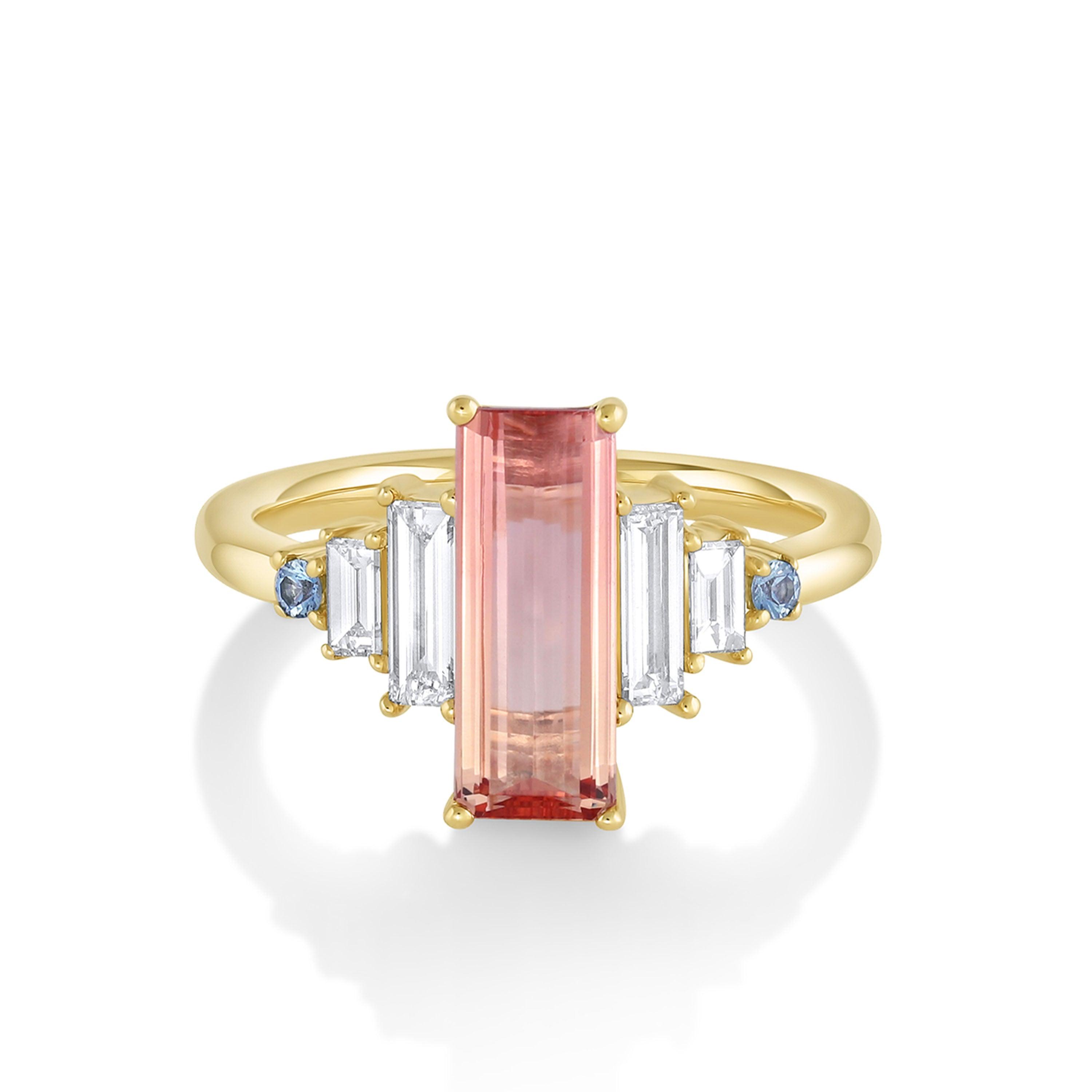 Marrow Fine Jewelry Imperial Topaz White Diamond Baguette Ring