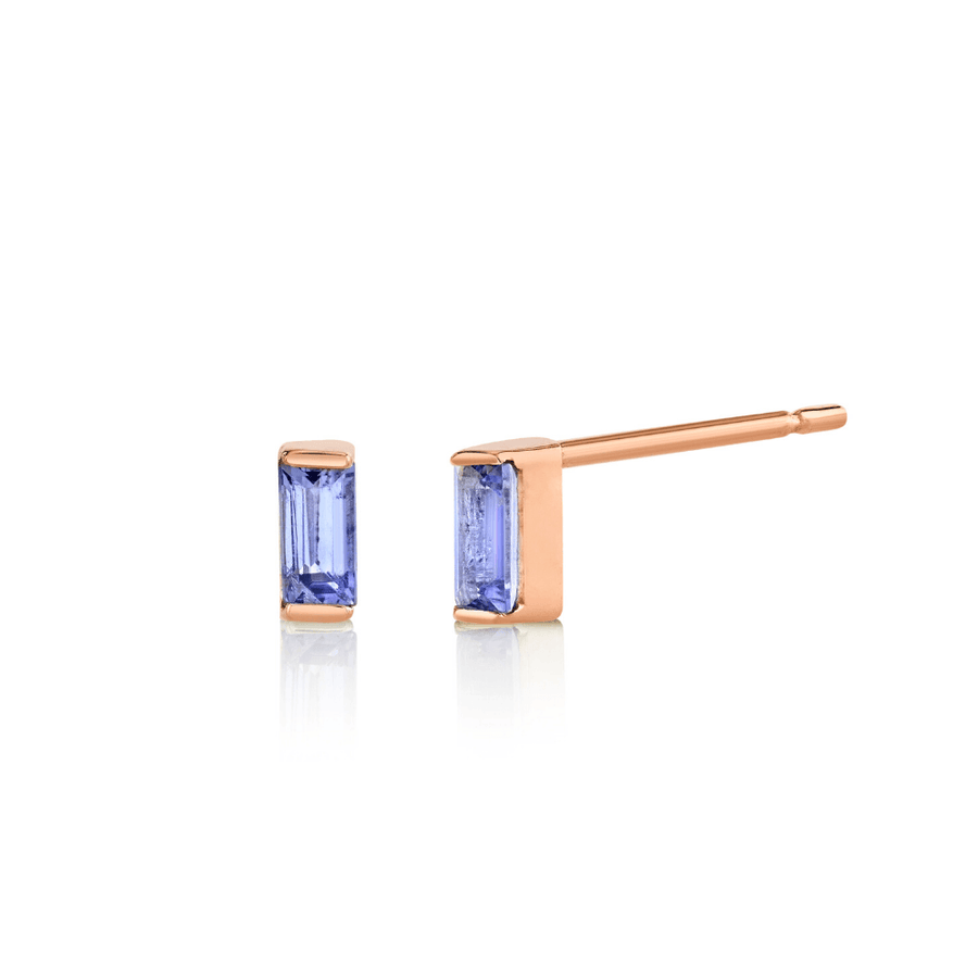 Marrow Fine Jewelry Tanzanite Light Blue December Birthstone Baguette Stud Earrings [Rose Gold]