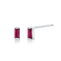 Marrow Fine Jewelry Ruby Baguette July Birthstone Stud Earrings [White Gold]