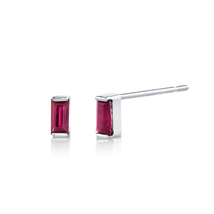 Marrow Fine Jewelry Ruby Baguette July Birthstone Stud Earrings [Yellow Gold]