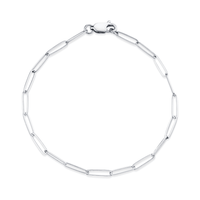 Marrow Fine Jewelry Solid Gold Dainty Paperclip Chain Bracelet [White Gold]