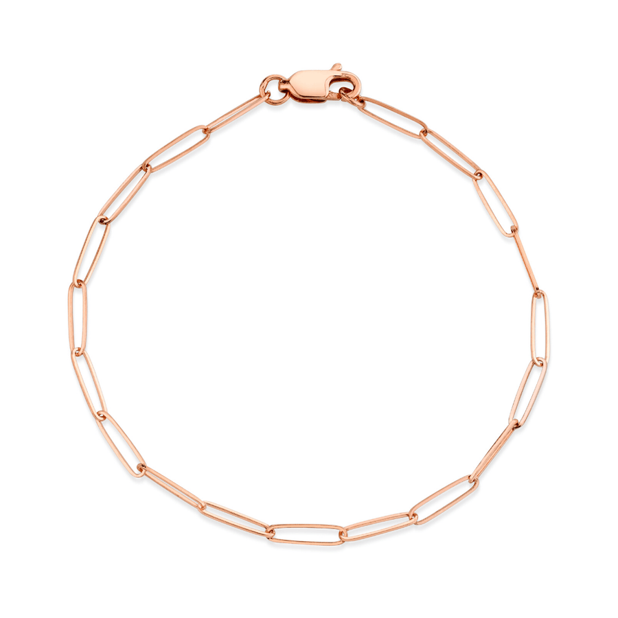 Marrow Fine Jewelry Solid Gold Dainty Paperclip Chain Bracelet [Rose Gold]