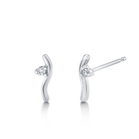 Marrow Fine Jewelry Small Solid Gold Squggle Stud Earrings With White Diamond Accent [White Gold]