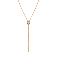 Marrow Fine Jewelry Opal Pear Lariat Solid Gold Chain Necklace [Rose Gold]