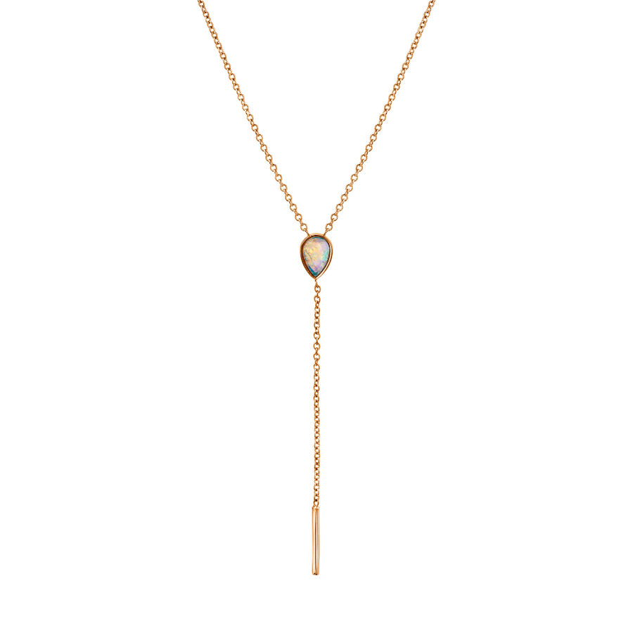 Marrow Fine Jewelry Opal Pear Lariat Solid Gold Chain Necklace [Rose Gold]