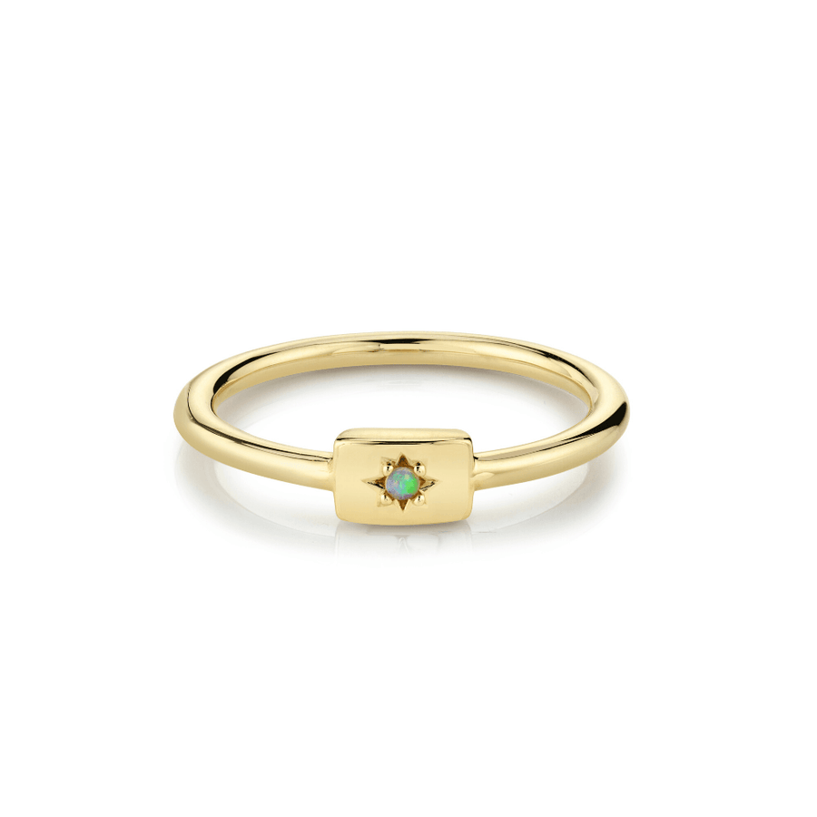 Marrow Fine Jewelry Opal October Birthstone Plate Star Stacking Ring [Yellow Gold]