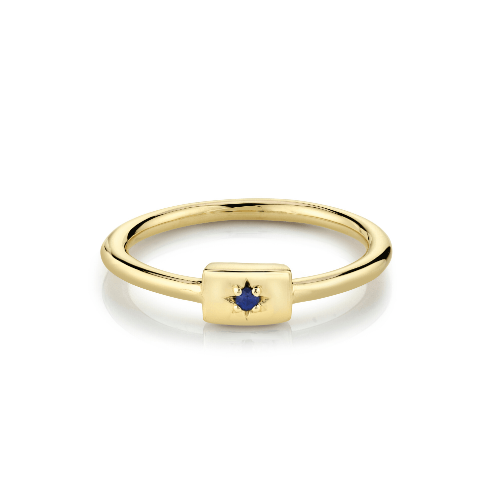 Marrow Fine Jewelry Blue Sapphire Star Plate Gold Stacking September Birthstone Ring
