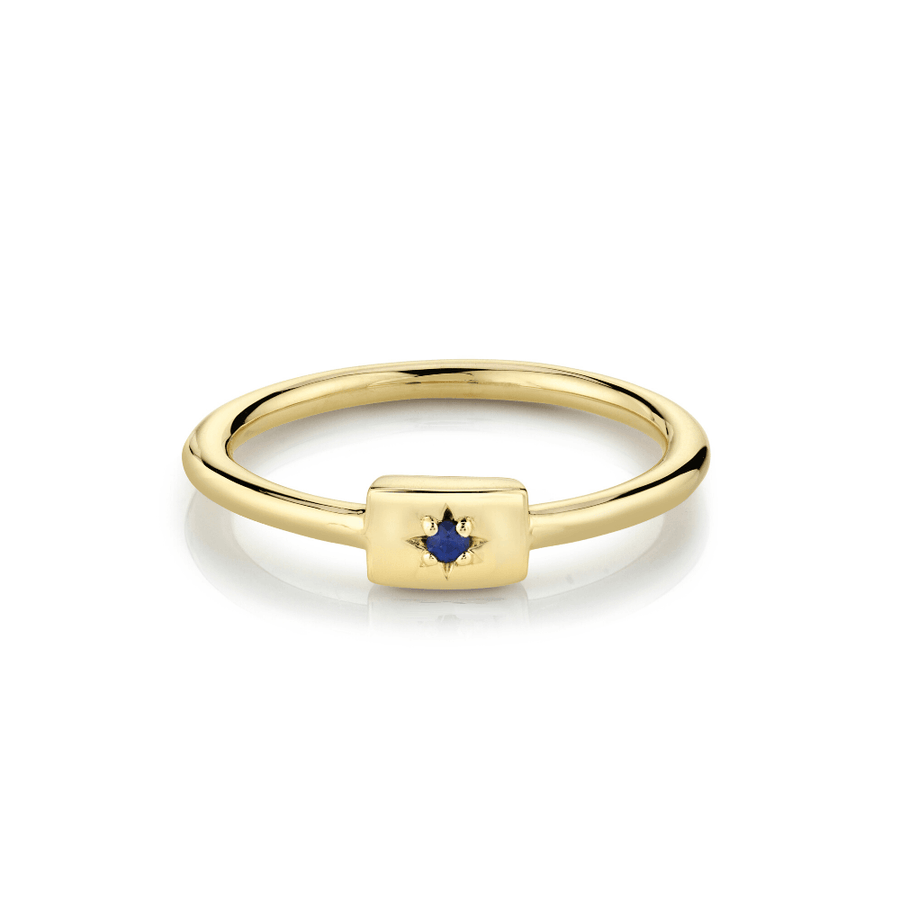 Marrow Fine Jewelry Blue Sapphire Star Plate Gold Stacking September Birthstone Ring [Yellow Gold]