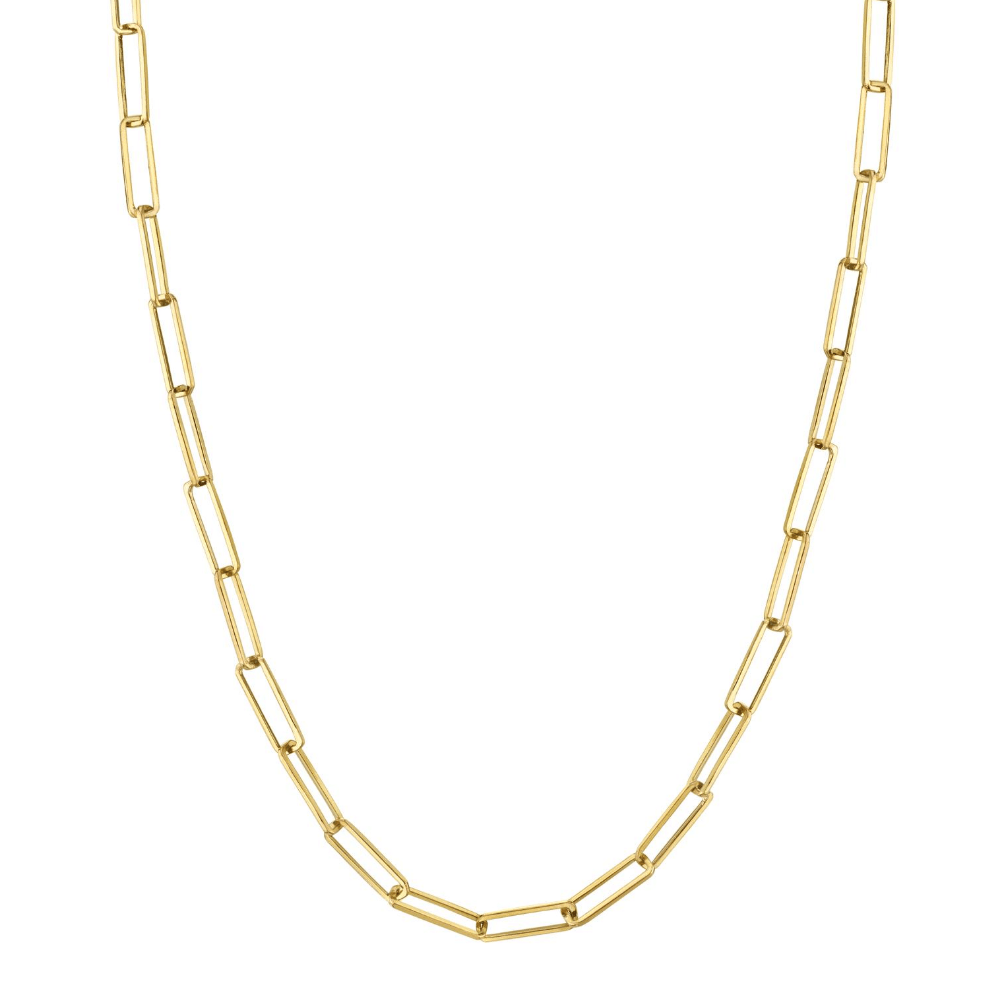 Marrow Fine Jewelry Thin Rectangular Solid Gold Chain Necklace