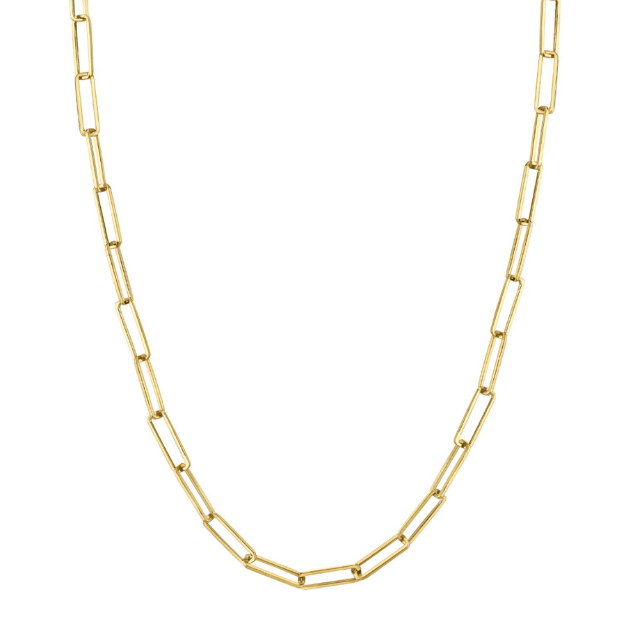 Marrow Fine Jewelry Thin Rectangular Solid Gold Chain Necklace [Yellow Gold]