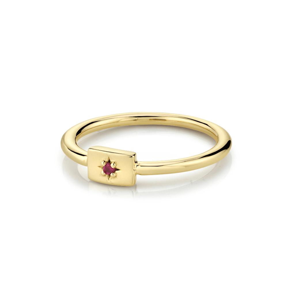 Marrow Fine Jewelry Ruby July Birthstone Plate Stacking Ring