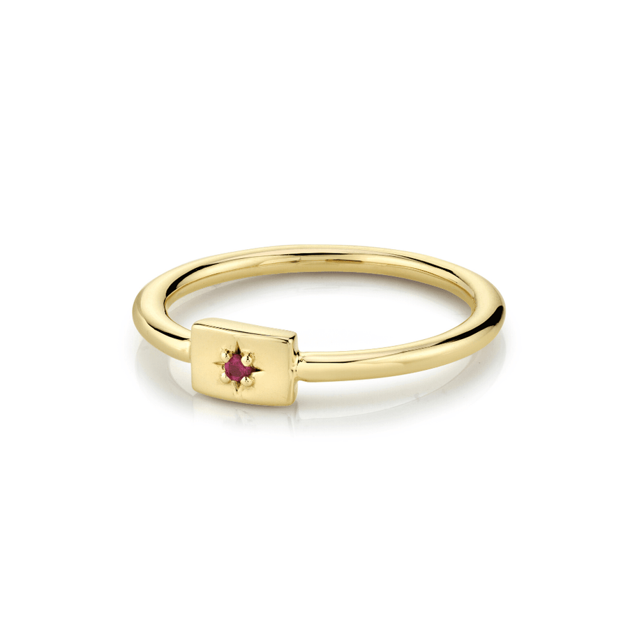 Marrow Fine Jewelry Ruby July Birthstone Plate Stacking Ring [Yellow Gold]