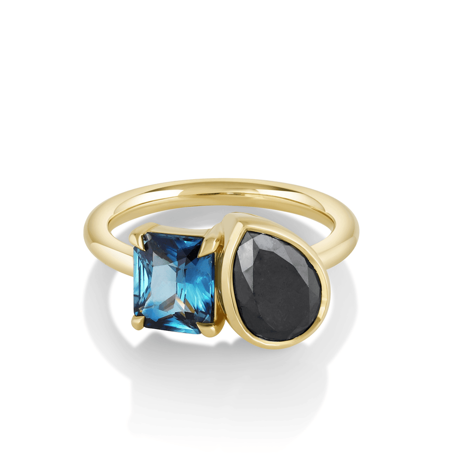 Marrow Fine Jewelry 2ct Black Diamond & Sapphire Toi Et Moi Ring [Yellow Gold]