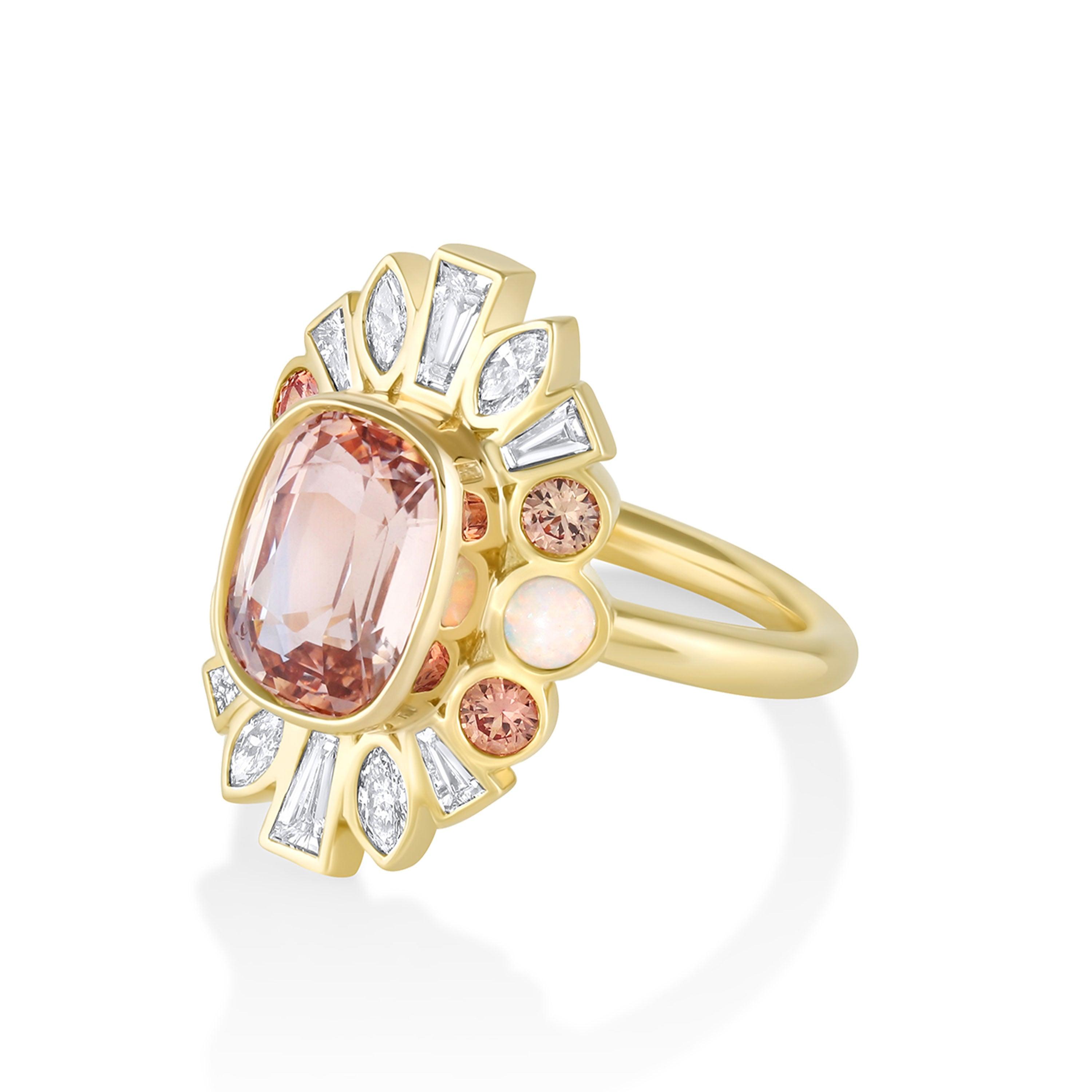 Marrow Fine Jewelry 3.03ct Peach Sapphire Ballerina Ring